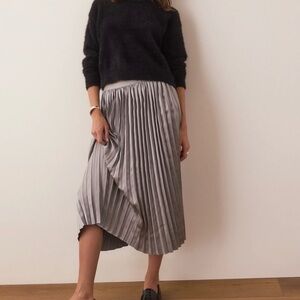 Midi Skirt  Silver A-Line Skirt Chelsea pleated  by marine layer